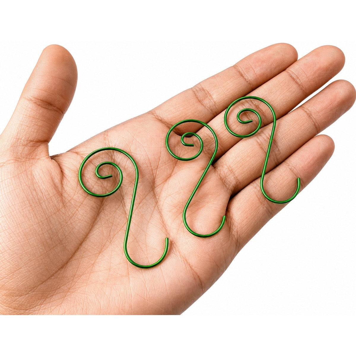 Set of 20 Green Metal Wire Spiral Christmas Ornaments Hooks Hangers S-Shaped 1.96 Inches