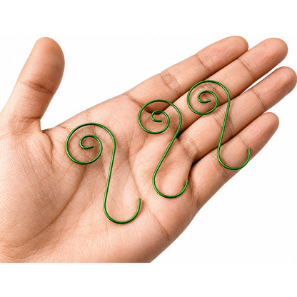 Set of 20 Green Metal Wire Spiral Christmas Ornaments Hooks Hangers S-Shaped 1.96 Inches