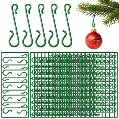Set of 60 Green Plastic Christmas Ornaments Hooks Hangers 1.8 Inches