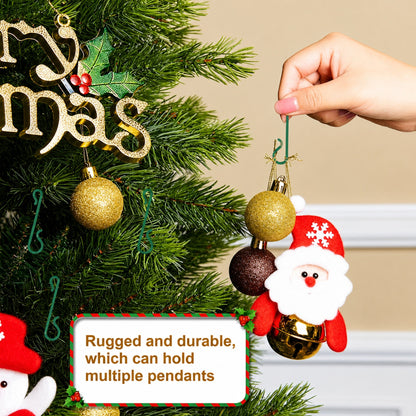 Set of 60 Green Plastic Christmas Ornaments Hooks Hangers 1.8 Inches