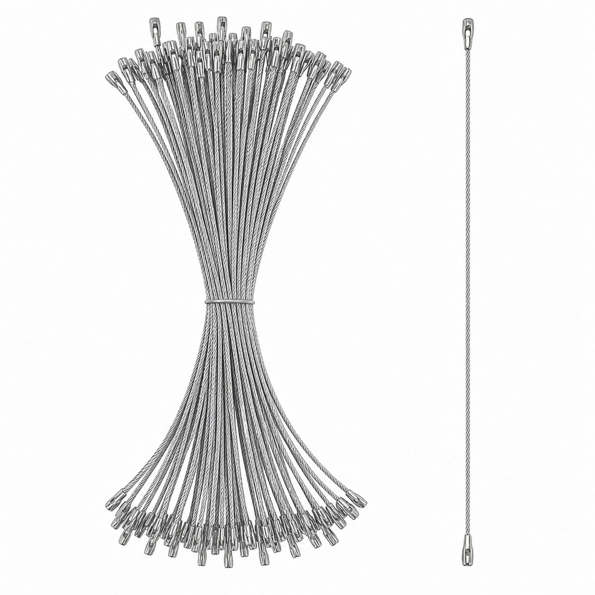 Set of 100 Silver Christmas Ornaments Cords Strings Hangers 7.9 Inches