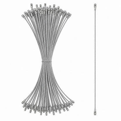 Set of 100 Silver Christmas Ornaments Cords Strings Hangers 7.9 Inches
