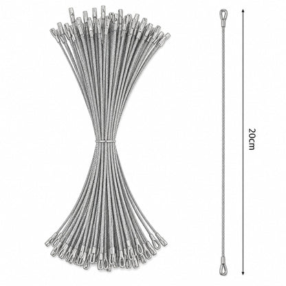 Set of 100 Silver Christmas Ornaments Cords Strings Hangers 7.9 Inches