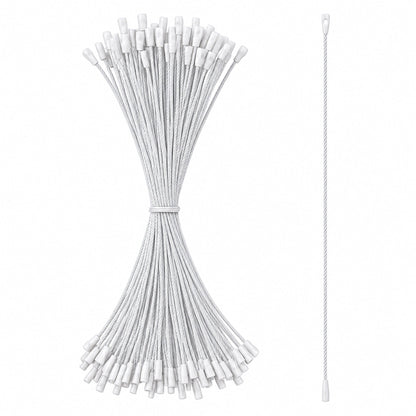 Set of 100 White Christmas Ornaments Cords Strings Hangers 7.9 Inches