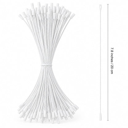 Set of 100 White Christmas Ornaments Cords Strings Hangers 7.9 Inches