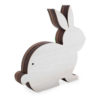 Bunny Shape Spring Garden with Butterflies Wooden Figurine