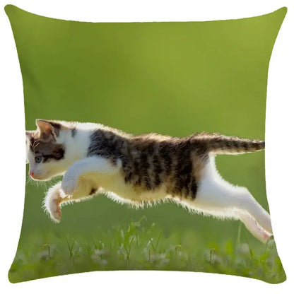 Bubble black cats white square cushion cover living room pillow case