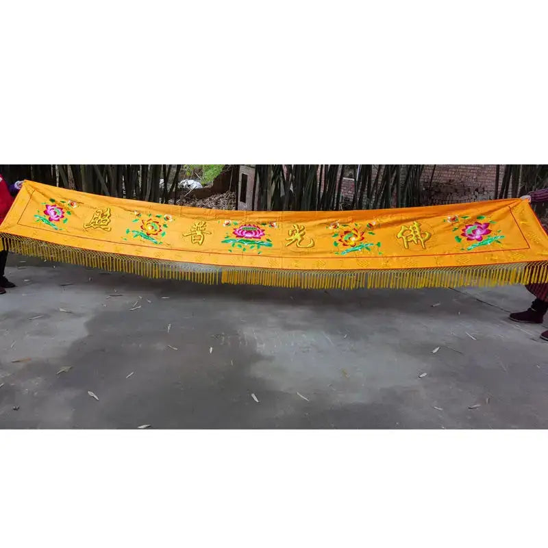 Buddhist red & gold dragon altar curtain set – home temple decor