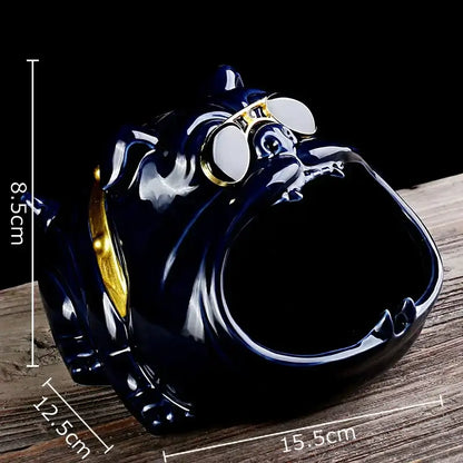 Bulldog sunglasses ceramic ashtray set of 4 living room decor
