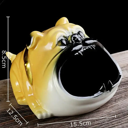 Bulldog sunglasses ceramic ashtray set of 4 living room decor