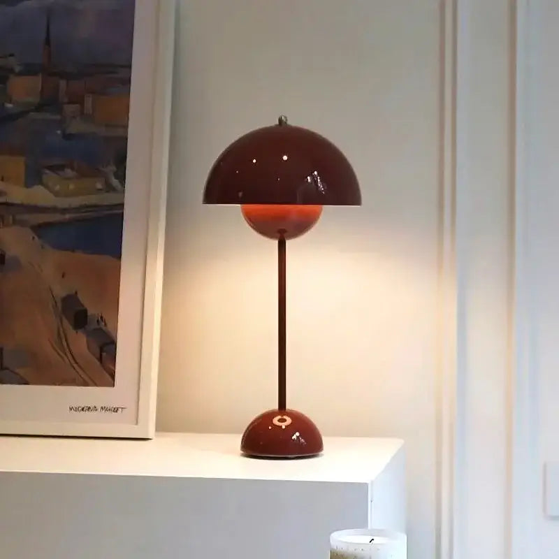 Burgundy bud floor lamp flower shade bedroom light