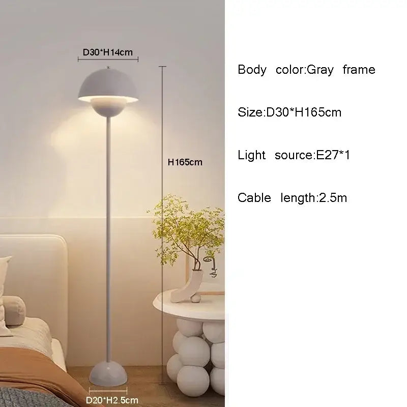 Burgundy bud floor lamp flower shade bedroom light