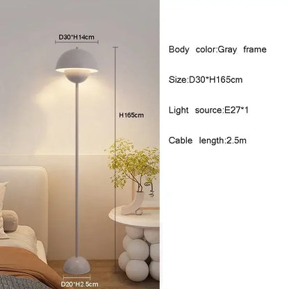 Burgundy bud floor lamp flower shade bedroom light