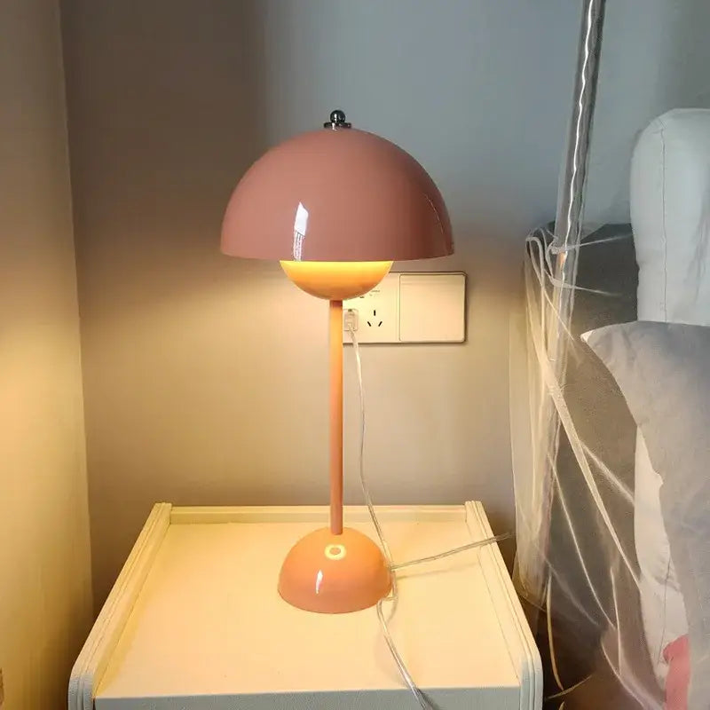 Burgundy bud floor lamp flower shade bedroom light