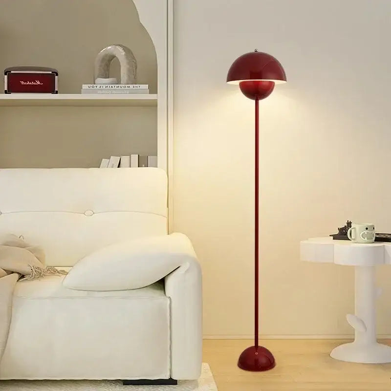 Burgundy bud floor lamp flower shade bedroom light