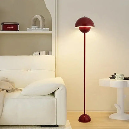 Burgundy bud floor lamp flower shade bedroom light