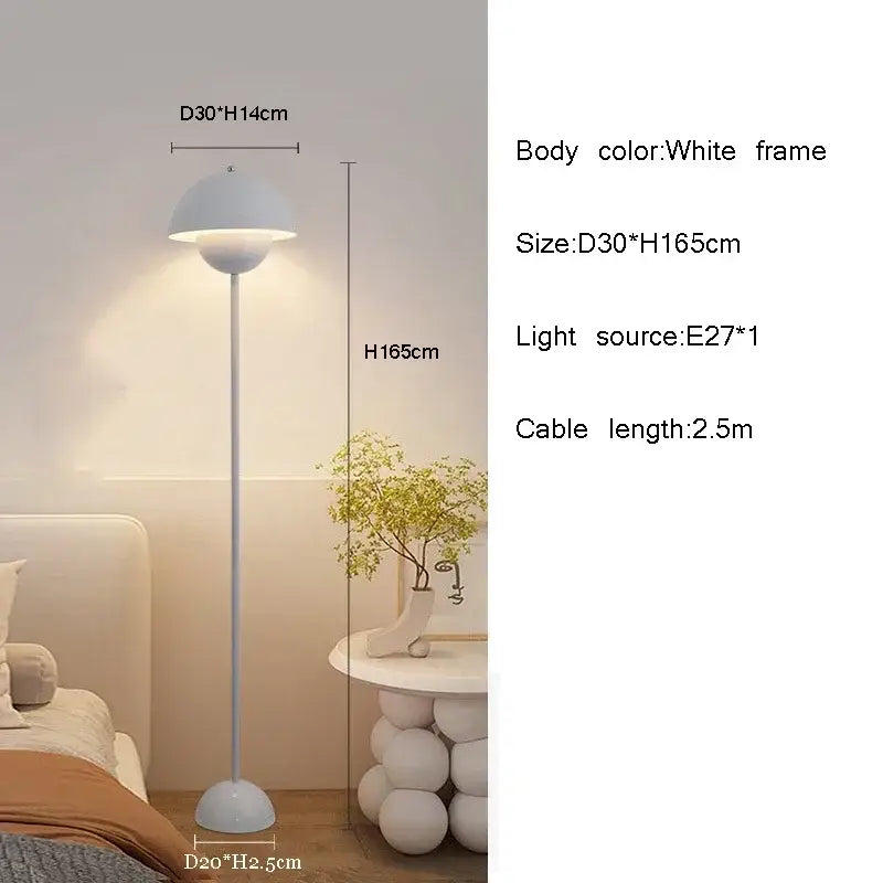 Burgundy bud floor lamp flower shade bedroom light