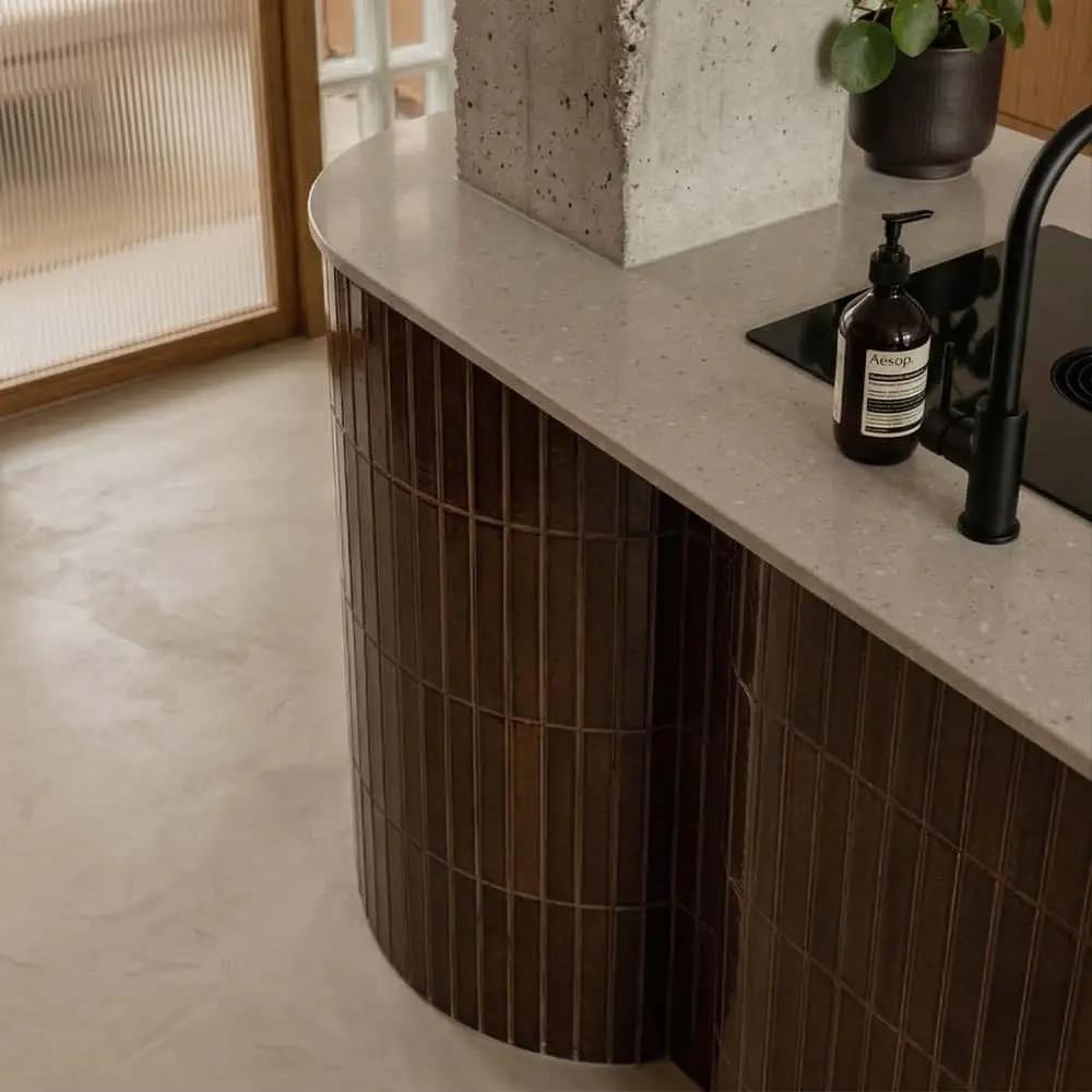 Burnt Caramel Glossy Ceramic Tiles 1 1/2x11 3/8