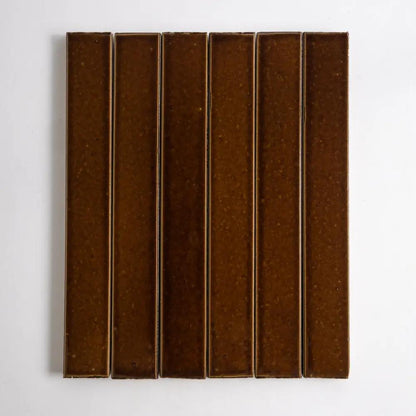 Burnt Caramel Glossy Ceramic Tiles 1 1/2x11 3/8