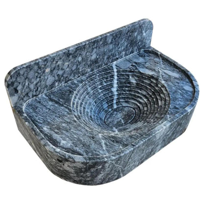 Bursa Gray Marble Wall Mount Bathroom Sink With Backsplash 27x16