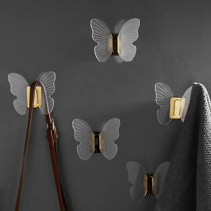 Butterfly acrylic towel hook gold bathroom wall mount holder