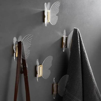 Butterfly acrylic towel hook gold bathroom wall mount holder