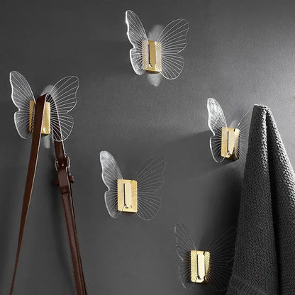 Butterfly acrylic towel hook gold bathroom wall mount holder