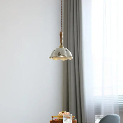 Butterfly ceramic led pendant lamp bedroom white fluted light