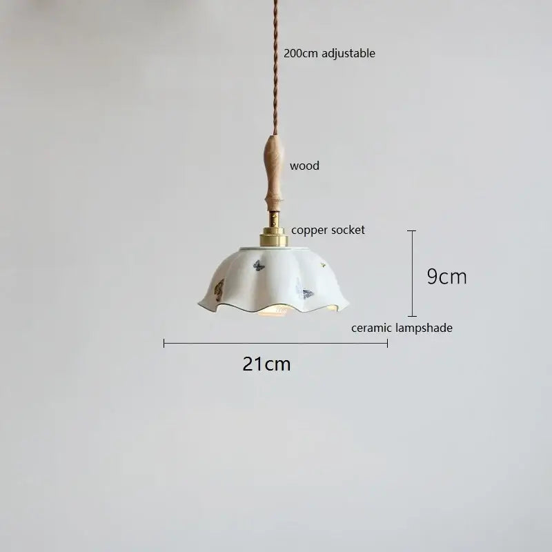Butterfly ceramic led pendant lamp bedroom white fluted light