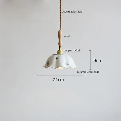 Butterfly ceramic led pendant lamp bedroom white fluted light
