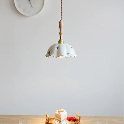 Butterfly ceramic led pendant lamp bedroom white fluted light