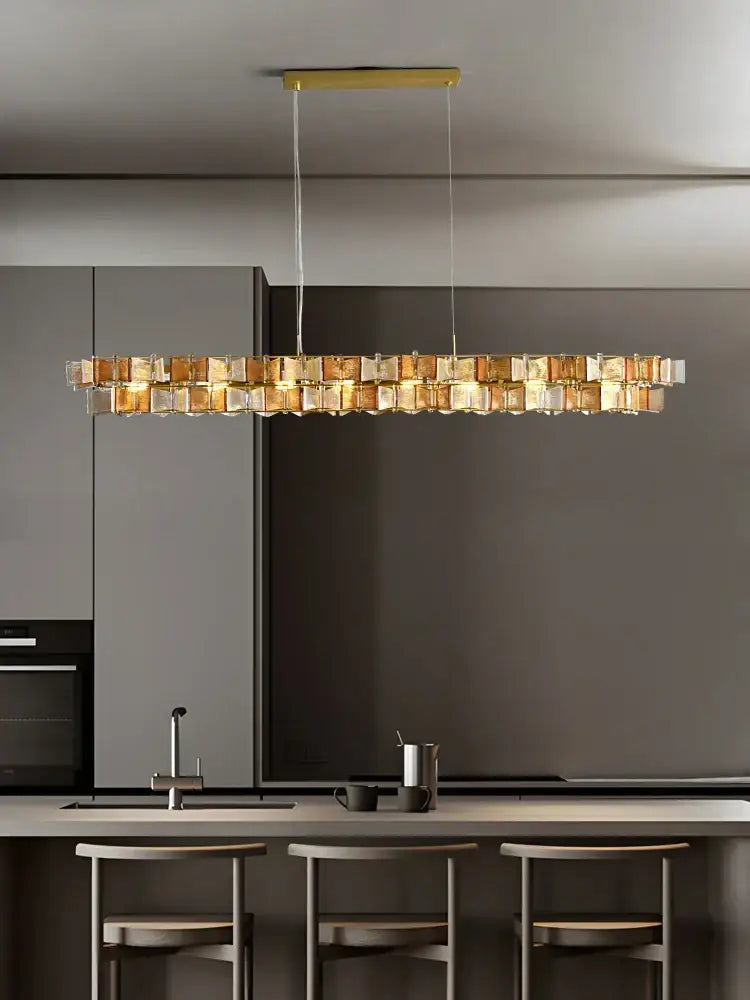 Butterfly glass chandelier gold rectangular light for dining room