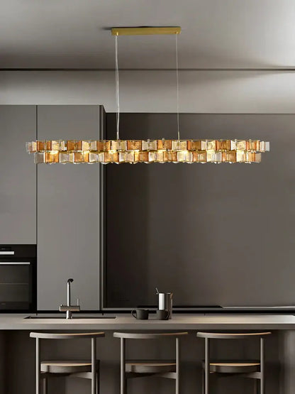 Butterfly glass chandelier gold rectangular light for dining room