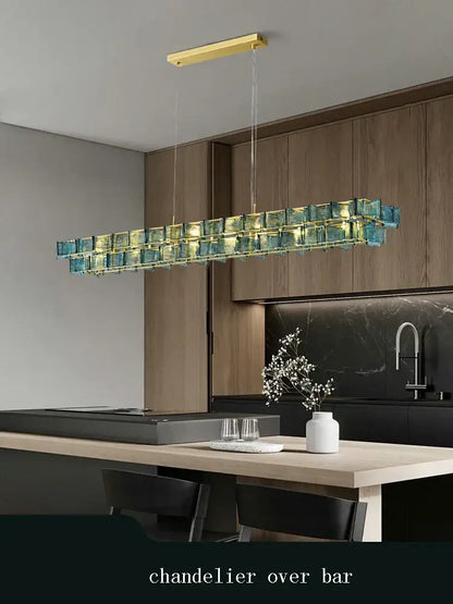 Butterfly glass chandelier gold rectangular light for dining room