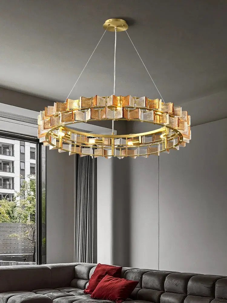 Butterfly glass chandelier gold rectangular light for dining room