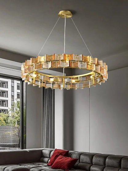 Butterfly glass chandelier gold rectangular light for dining room