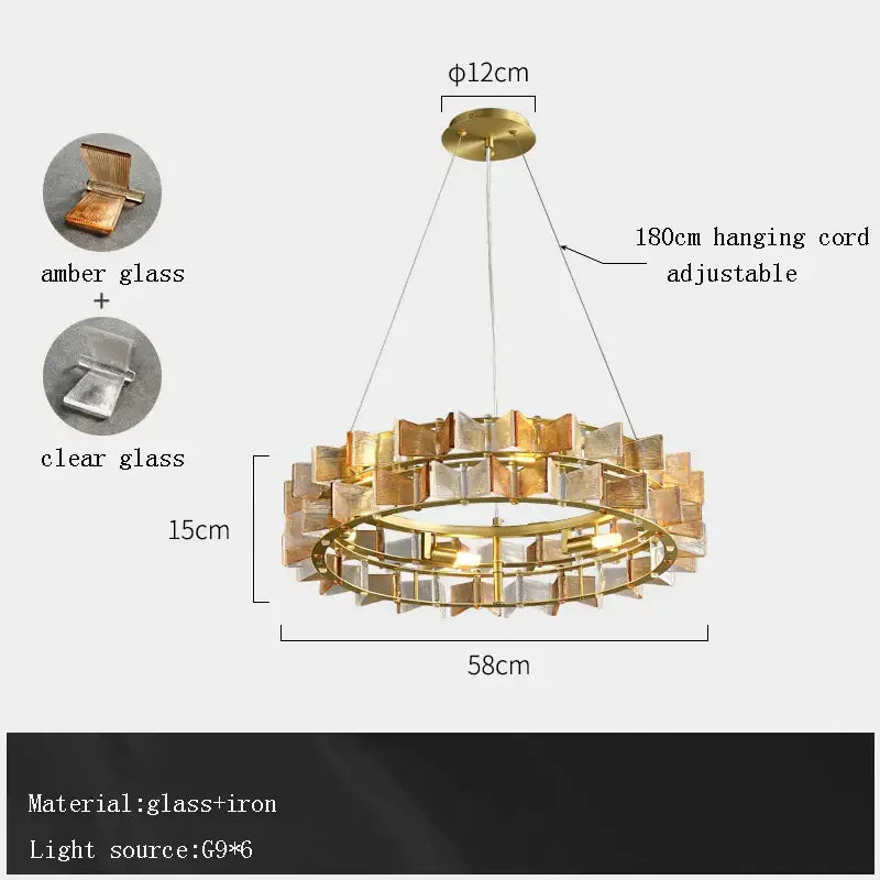 Butterfly glass chandelier gold rectangular light for dining room