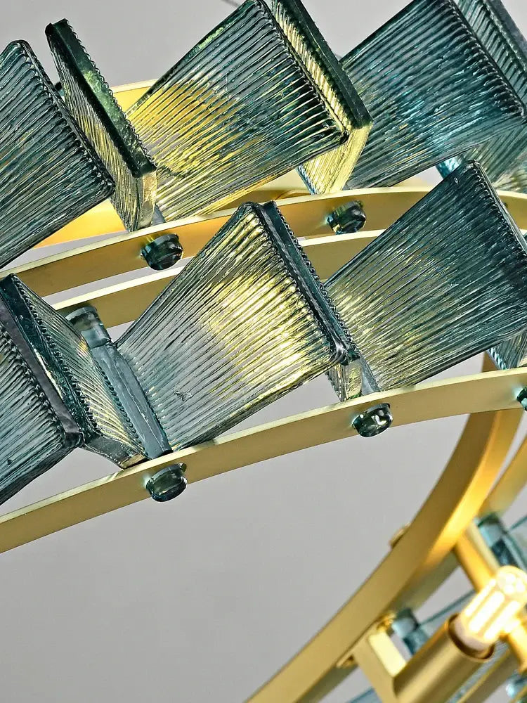Butterfly glass chandelier gold rectangular light for dining room