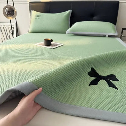 Butterfly knot jacquard light green cool mat bedroom cushion set