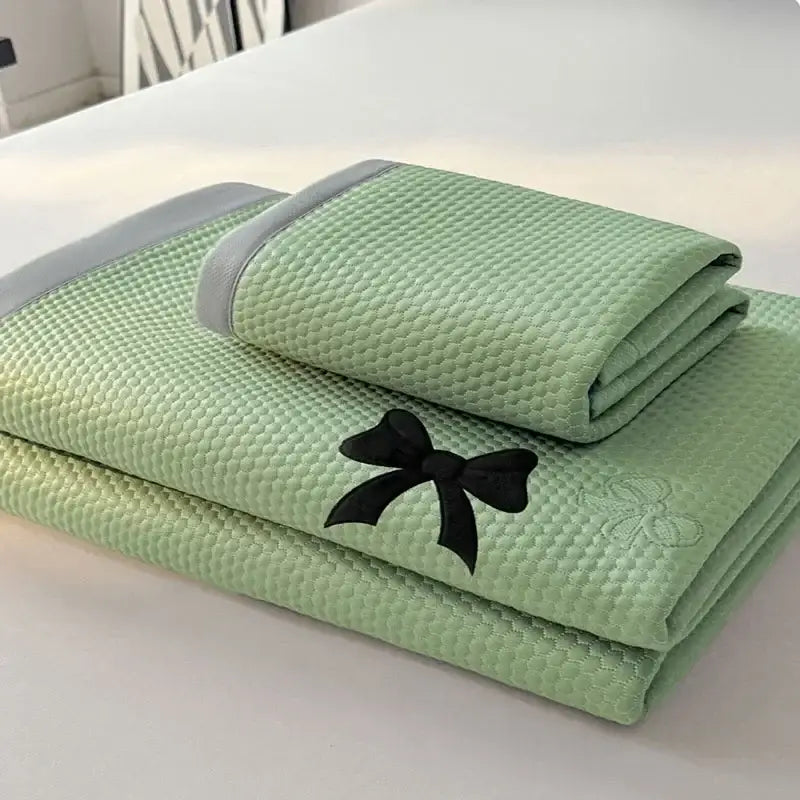Butterfly knot jacquard light green cool mat bedroom cushion set