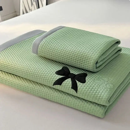 Butterfly knot jacquard light green cool mat bedroom cushion set