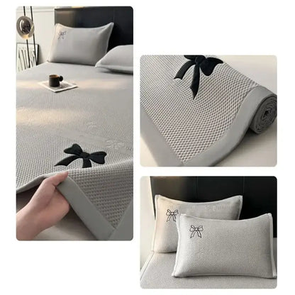 Butterfly knot jacquard light green cool mat bedroom cushion set