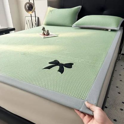 Butterfly knot jacquard light green cool mat bedroom cushion set