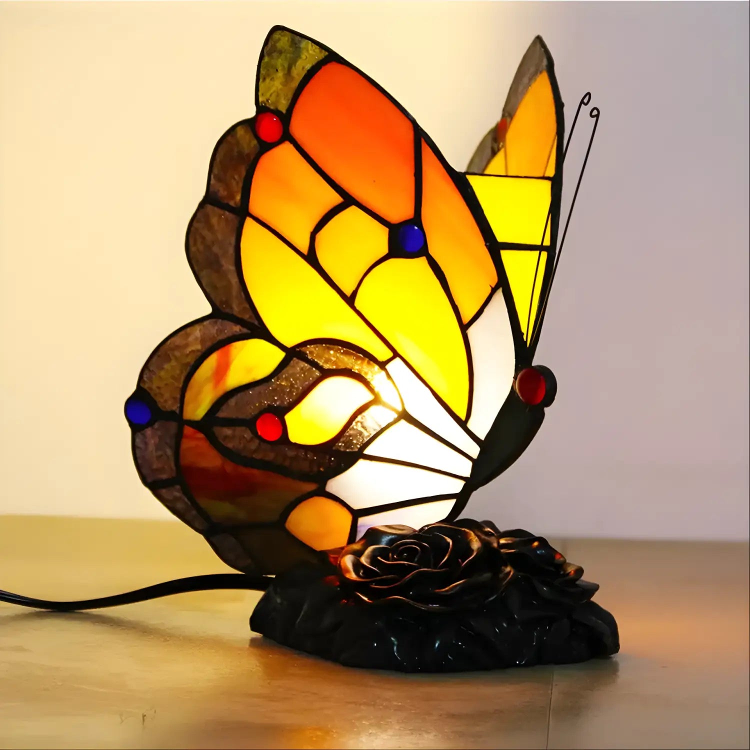Nightlight Butterfly Tiffany-Style Lamp in Glass