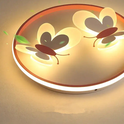Butterfly pink ceiling light white & maroon kids room lamp