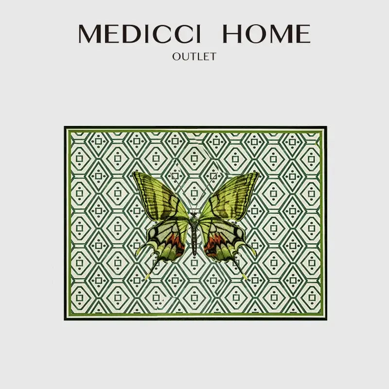 Butterfly print throw pillow green & off-white living room decor