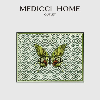 Butterfly print throw pillow green & off-white living room decor