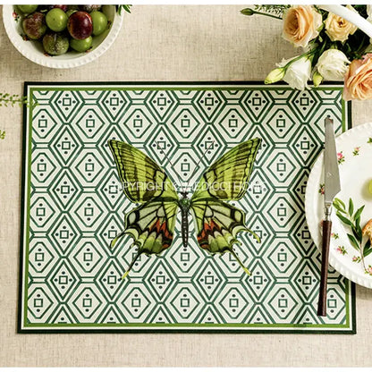 Butterfly print throw pillow green & off-white living room decor