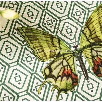 Butterfly print throw pillow green & off-white living room decor