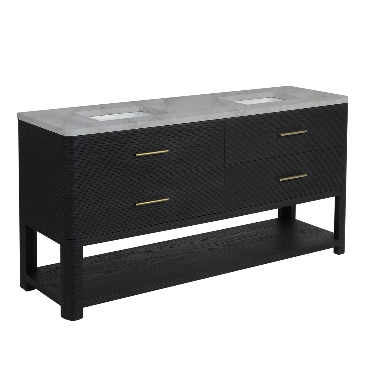 James Martin Lucian 72" Double Bathroom Vanity, Carbon Oak